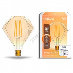 Лампа светодиодная умная LED 7 Вт 740 Лм 2500К E27 Diamond диммируемая управление по Wi-Fi Smart Home Filament Gauss