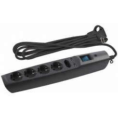 Сетевой фильтр (черный) с заземл, 3x0.75мм2, со шт, с выкл, 5гн+2xUSB, 2м, кор (20/240) SFU-5es-2m-B Сетевой фильтр (черный) с заземл, 3x0.75мм2, со шт, с выкл, 5гн+2xUSB, 2м, кор (20/240) SFU-5es-2m-B