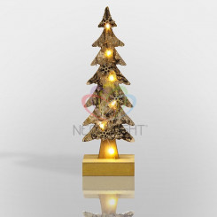 Деревянная домашняя фигурка с подсветкой Ель со снежинками 9,5*6*31 см