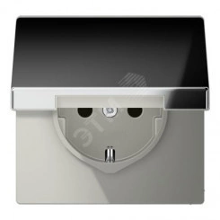 Штепсельная розетка SCHUKO одинарная, с заземлением, с откидной крышкой, 16A, 250В (механизм + накладка, без рамки). Серия LS990 Материал- металл Цвет- полированный хром Штепсельная розетка SCHUKO одинарная, с заземлением, с откидной крышкой, 16A, 250В (механизм + накладка, без рамки). Серия LS990 Материал- металл Цвет- полированный хром