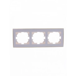 Рамка RAIN 3-ая горизонтальная белая с боковой вставкой золото