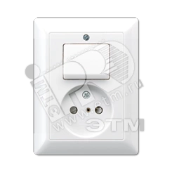 Розетка штепсельная 16A 250V без заземления и универсальным выключателем белая Розетка штепсельная 16A 250V без заземления и универсальным выключателем белая