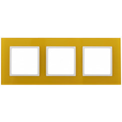 Рамка на 3 поста, стекло, Эра Elegance, жёлтый+бел, 14-5103-21