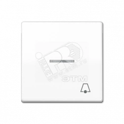 Клавиша для выключателя с окошком для подсветки и символом  звонок   белая