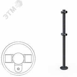 Стойка ограждения Т-образная  с 2-мя полупетлями под поворотную створку или секцию по 2 муфты слева и справа (антик серебро, черный)