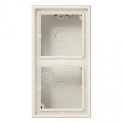 Коробка для накладного монтажа с негорючим основанием 2-я  для горизонтальной/вертикальной установки  в комплекте с рамкой  для установки устройств и накладок серии LS990  Материал- дуропласт  Цвет- слоновая кость