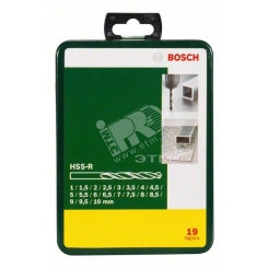 Набор сверл по металлу 1-10мм HSS-R PROMOLIN (19шт) Набор сверл по металлу 1-10мм HSS-R PROMOLIN (19шт)