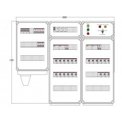 Щит управления электрообогревом DEVIBOX HR 21x2800 3хD330 (в комплекте с терморегулятором и датчиком температуры)