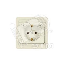 Розетка Валери с заземлением с крышкой слоновая кость