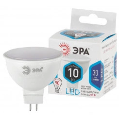 Лампа светодиодная LED MR16-10W-840-GU5.3 (диод, софит, 10Вт, нейтр, GU5.3) ЭРА (10/100/4000) ЭРА