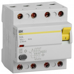 Выключатель дифференциального тока (УЗО) ВД1-63 4Р 50А 30мА А(Электромеханическое)
