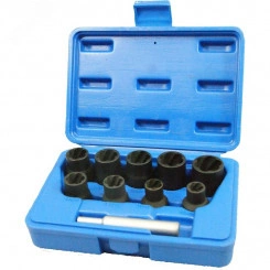 Набор торцевых головок для поврежденных гаек и болтов 10-19 мм кейс 10 предметов Набор торцевых головок для поврежденных гаек и болтов 10-19 мм кейс 10 предметов