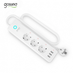 Фильтр умный сетевой Gosund Smart plug Wi-Fi, 3   розетки, 3 USB, 15А, 3680 Вт