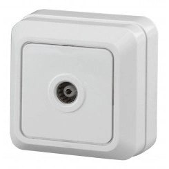 Розетка TV одиночная, ОУ, Quadro, белый, 2-301-01 Розетка TV одиночная, ОУ, Quadro, белый, 2-301-01