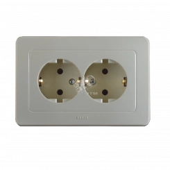 Розетка двойная скрытая с заземлением (стакан) слоновая кость Розетка двойная скрытая с заземлением (стакан) слоновая кость