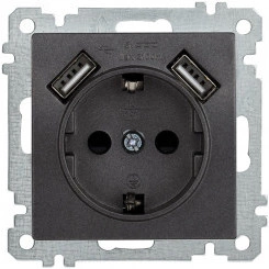 РЮш10-1-Б Роз. с з/к с з/ш 16А USBх2 2,1А BOLERO антр. IEK