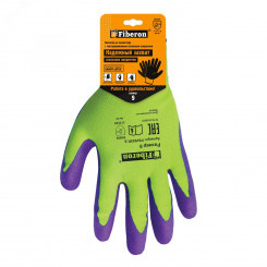 Перчатки ''Суперкомфортные'', полиэстер, покрытие Sandy Latex, в и/у, 9(L), салатовый+фиолетовый