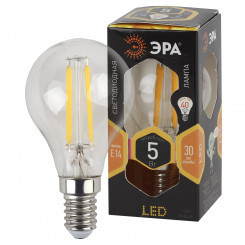 Лампа светодиодная филаментная F-LED P45-5W-827-E14 (филамент, шар, 5Вт, тепл, E14 (10/100/3000) ЭРА
