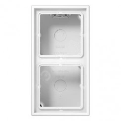 Коробка для накладного монтажа с негорючим основанием 2-я  для горизонтальной/вертикальной установки  в комплекте с рамкой  для установки устройств и накладок серии LS990  Материал- дуропласт  Цвет- белый