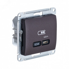 GLOSSA USB РОЗЕТКА тип-C 65W высокоскор.заряд. QC, PD, механизм, ШОКОЛАД