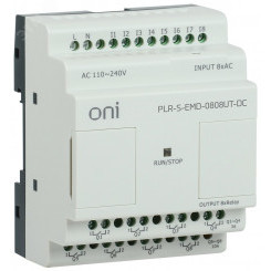 Модуль расширения программируемых логических реле и микро ПЛК ONI. 8 дискретных входов (4 как аналоговые 0-10В) и 8 транзисторных PNP выходов. Напряжение питания 24В DC