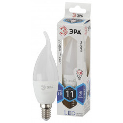 Лампа светодиодная LED BXS-11W-840-E14  (диод, свеча на ветру, 11Вт, нейтр, E14) (10/100/3600) ЭРА