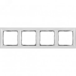 VALENA Рамка 4 поста горизонтальная елая/серебро VALENA Рамка 4 поста горизонтальная елая/серебро
