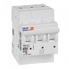 Выключатель автоматический трехполюсный 50А B 4,5кА AC OptiDin BM63-3B50-4,5-УХЛ3