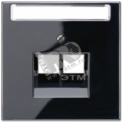 Крышка для сдвоенной телефонной и компьютерной розетки UAE с полем для надписи  черная