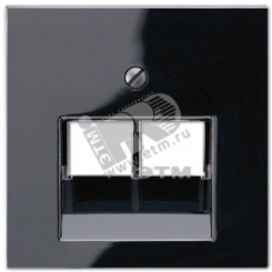 Накладка 2-ой телефонной/компютерной розетки  IAE/UAE (1 x 8-пол.)  Серия A500  Материал- термопласт  Цвет- черный