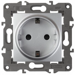 Розетка 2P+E Schuko со шторками, 16А-250В, Эра Elegance, алюминий, 14-2102-03 Розетка 2P+E Schuko со шторками, 16А-250В, Эра Elegance, алюминий, 14-2102-03