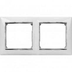 VALENA Рамка 2 поста горизонтальная белая/серебро VALENA Рамка 2 поста горизонтальная белая/серебро