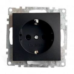 Розетка 1-местная с/з, серия Катрин, черный, Stekker