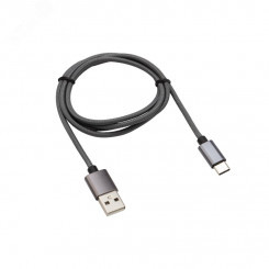 Кабель USB-Type-C, 3A, nylon, grafit, 1m