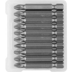 Биты ''Мастер'' кованые, хромомолибденовая сталь, тип хвостовика E 1/4'', PZ2, 50мм, 10шт