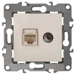 Розетка комбинированная RJ45+TV, Эра12, слоновая кость, 12-3110-02