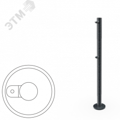 Стойка ограждения одностороняя с 2-мя полупетлями под поворотную створку или секцию (антик серебро, черный)
