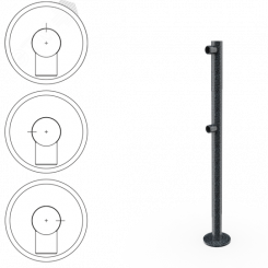 Стойка ограждения односторонняя с отверстием под фиксатор, 2 муфты и отверстие прямая (антик серебро, черный)