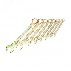 Набор ключей комбинированных (8-11, 13, 14, 17, 19 мм), (упак - 8 шт.), желтый цинк