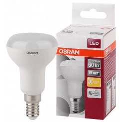 Лампа светодиодная LED 7Вт Е14 STAR R50(замена 60Вт), теплый белый свет Osram