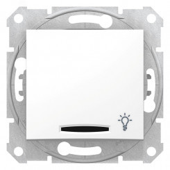 Sedna Выключатель кнопочный с символом СВЕТ с подсветкой алюминий