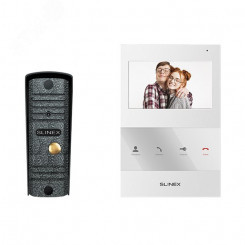 Комплект видеодомофон+вызывная видеопанель SLINEX SQ-04 White + ML-16HR Black