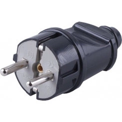 Вилка прямая с/з, черный, Stekker