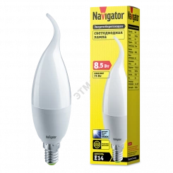 Лампа светодиодная LED 8.5вт Е14 дневной матовая свеча на ветру