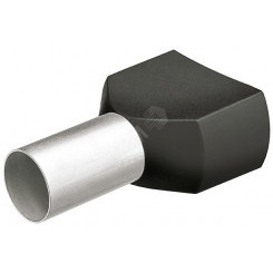 Гильзы сдвоенные контактные с пластиковым изолятором чёрные 2x150 мм (AWG 2x15) 200 шт L-18 мм KN-9799373