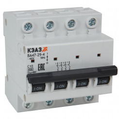 Выключатель автоматический модульный ВА47-29-4D6-УХЛ3 (4.5кА) КЭАЗ 318358
