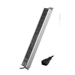 Блок распределения питанияя вертикальный для 19дюйм шкафов, 16A 12 Х C19,индикатор питания, тока, защита от перегрузки, вх. (R5V12PIOPCDC19)