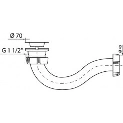 Сифон для душевого поддона S-образный 1'1/2 х 40 мм проточного типа (30718008)