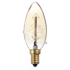 Лампа накаливания ЛОН 40Вт C35 Е14 декоративный золотой (2858290)