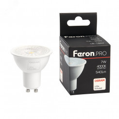 Лампа светодиодная LED 7вт 230в GU10 белый с линзой 38 гр. Feron.PRO (LB-1607)